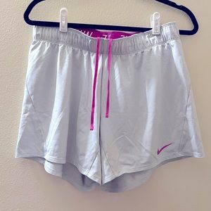 Free Ship! Nike Gray Women’s Athletic Running Shorts, Size M w/ Purple Band